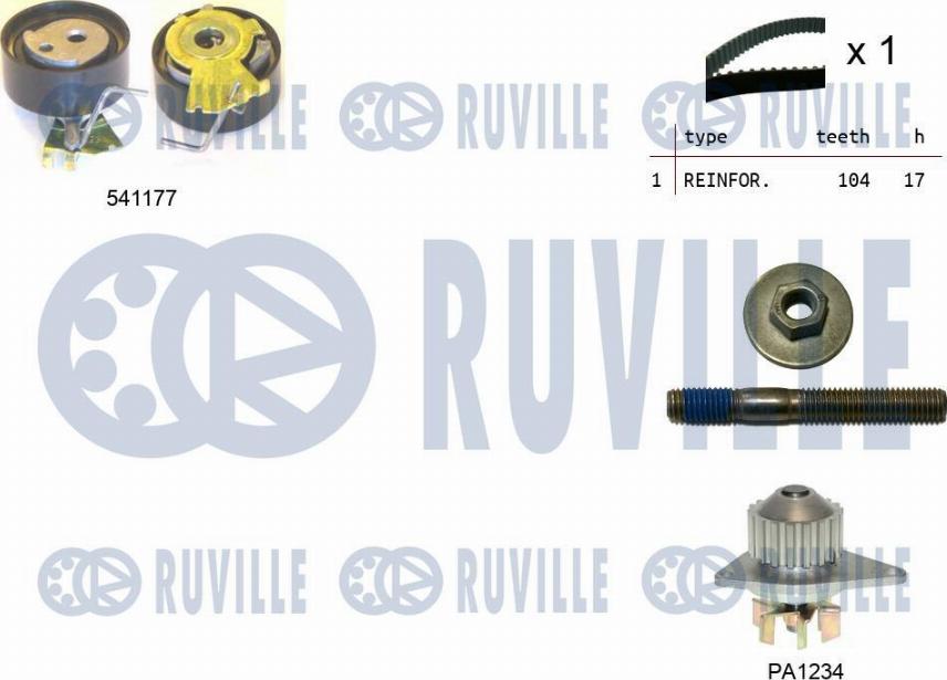 Ruville 5500511 - Водна помпа+ к-кт ангренажен ремък vvparts.bg