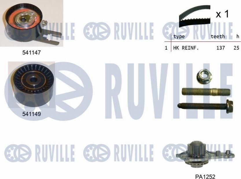 Ruville 5500581 - Водна помпа+ к-кт ангренажен ремък vvparts.bg