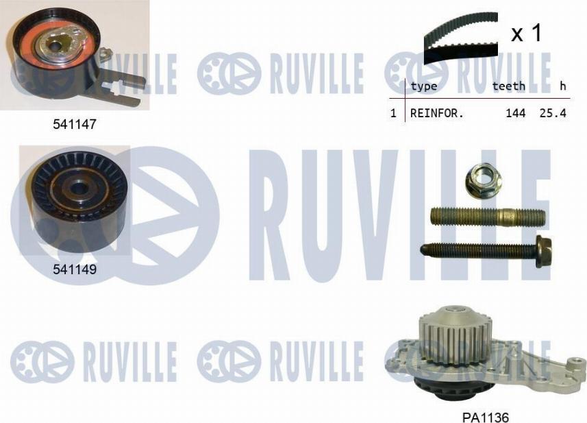 Ruville 5500521 - Водна помпа+ к-кт ангренажен ремък vvparts.bg