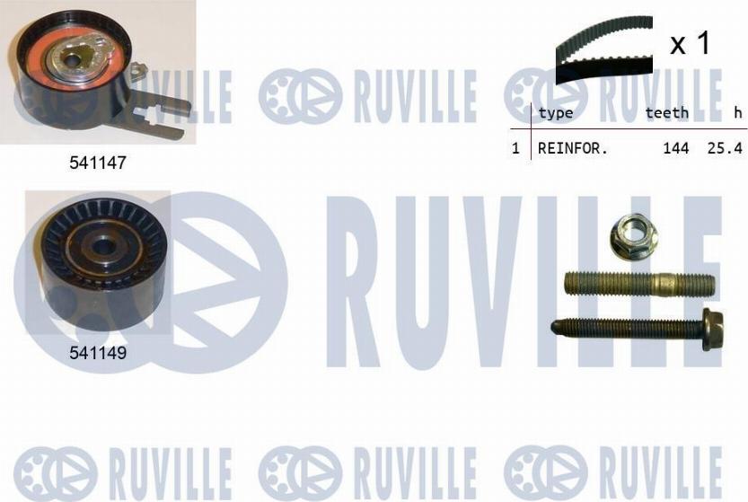 Ruville 550052 - Комплект ангренажен ремък vvparts.bg
