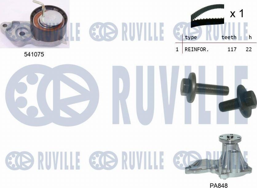 Ruville 5500641 - Водна помпа+ к-кт ангренажен ремък vvparts.bg