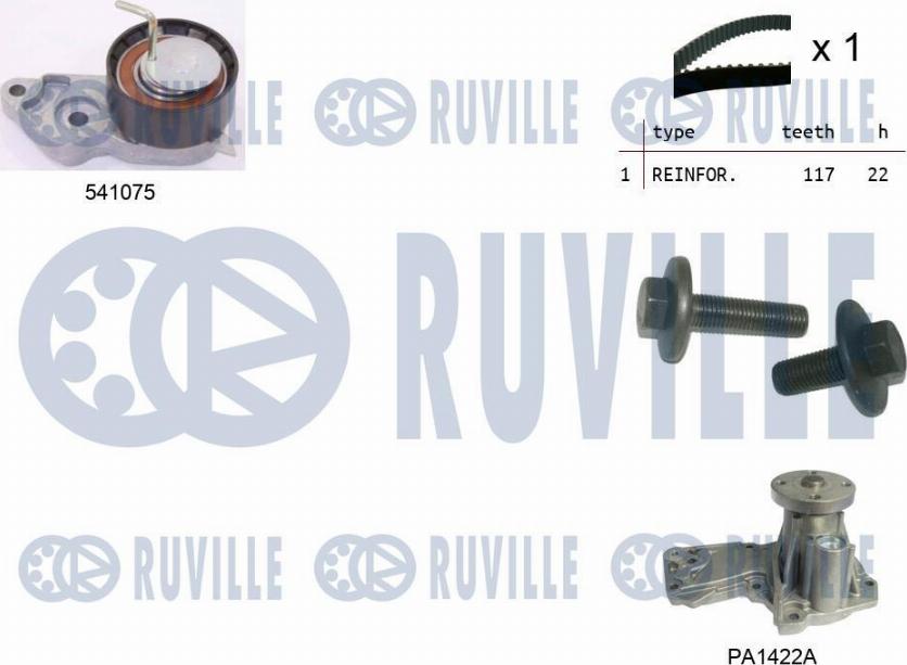 Ruville 5500642 - Водна помпа+ к-кт ангренажен ремък vvparts.bg