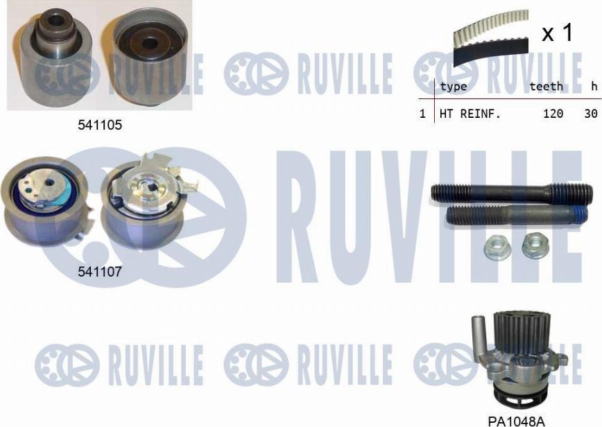 Ruville 5500611 - Водна помпа+ к-кт ангренажен ремък vvparts.bg