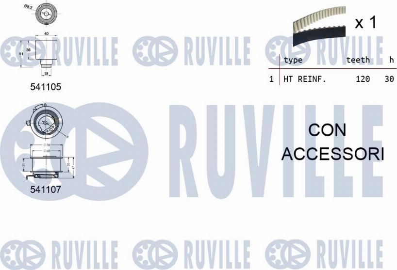 Ruville 550061 - Комплект ангренажен ремък vvparts.bg