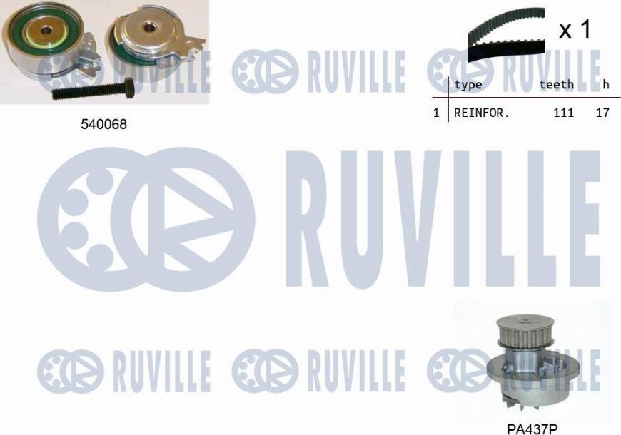 Ruville 5500051 - Водна помпа+ к-кт ангренажен ремък vvparts.bg