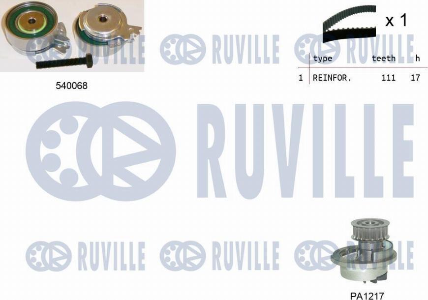Ruville 5500052 - Водна помпа+ к-кт ангренажен ремък vvparts.bg