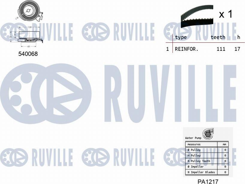 Ruville 5500052 - Водна помпа+ к-кт ангренажен ремък vvparts.bg