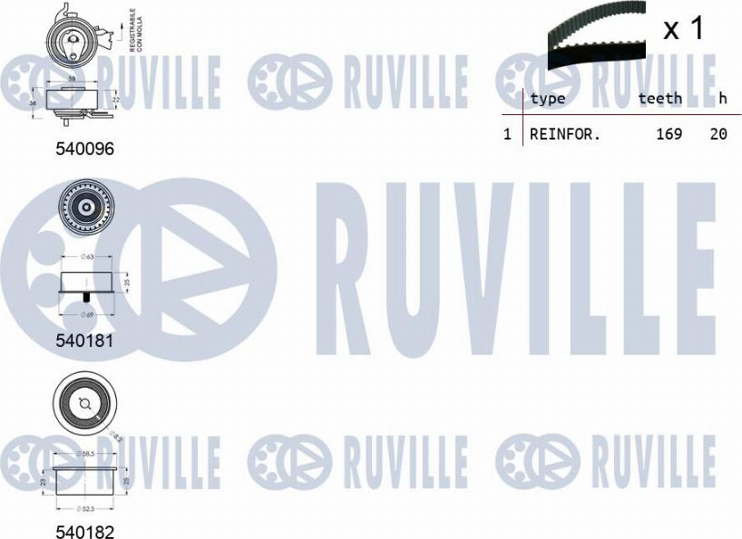 Ruville 550002 - Комплект ангренажен ремък vvparts.bg