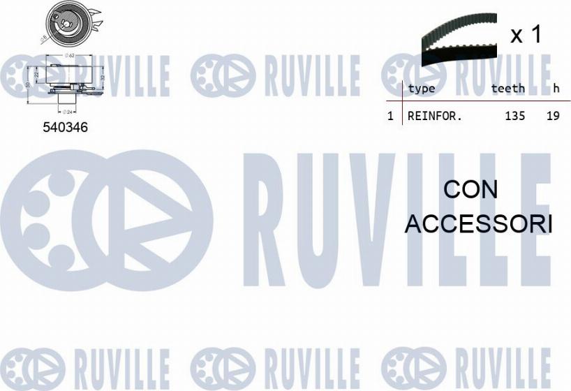 Ruville 550007 - Комплект ангренажен ремък vvparts.bg