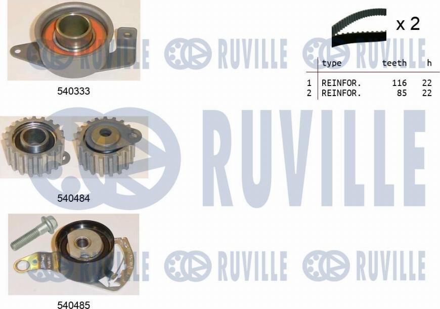 Ruville 550014 - Комплект ангренажен ремък vvparts.bg