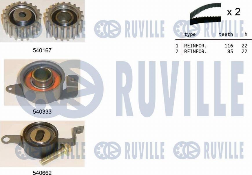 Ruville 550011 - Комплект ангренажен ремък vvparts.bg