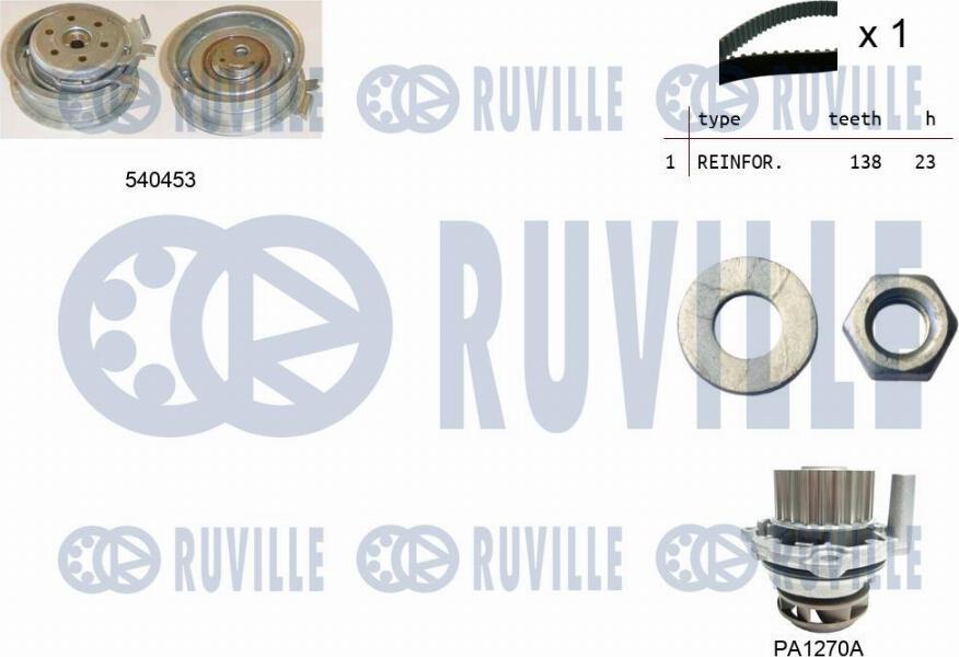 Ruville 5500131 - Водна помпа+ к-кт ангренажен ремък vvparts.bg