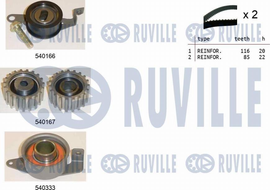 Ruville 550012 - Комплект ангренажен ремък vvparts.bg