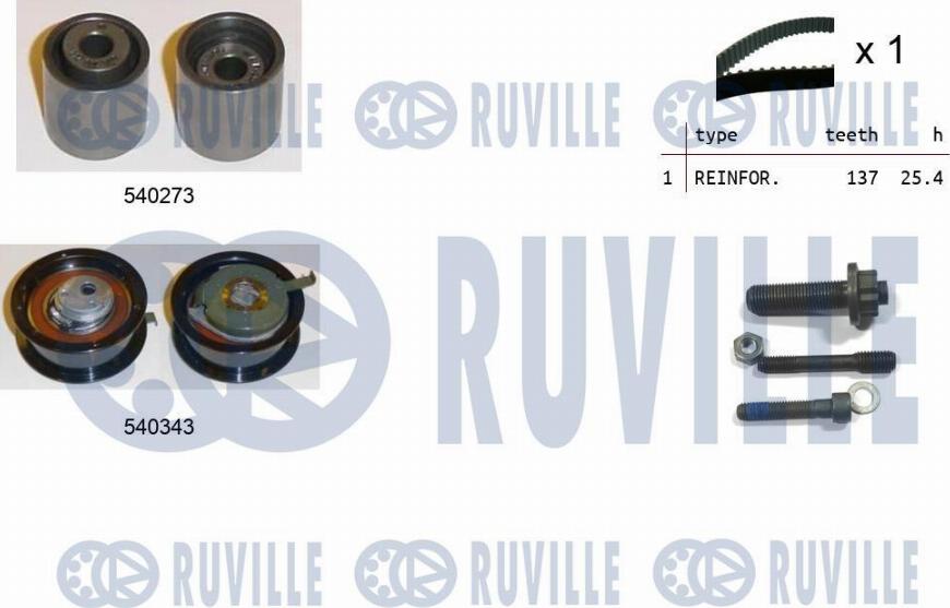 Ruville 550017 - Комплект ангренажен ремък vvparts.bg