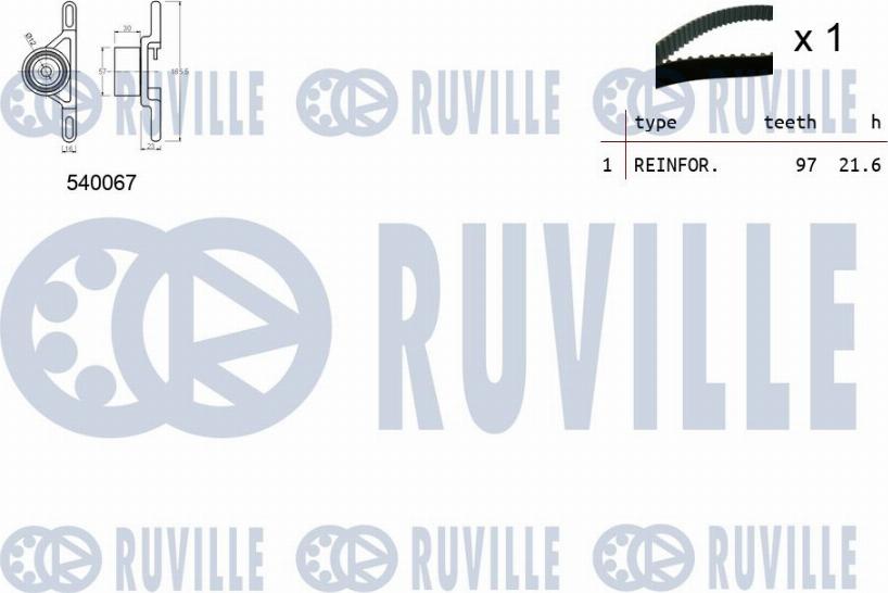 Ruville 550086 - Комплект ангренажен ремък vvparts.bg