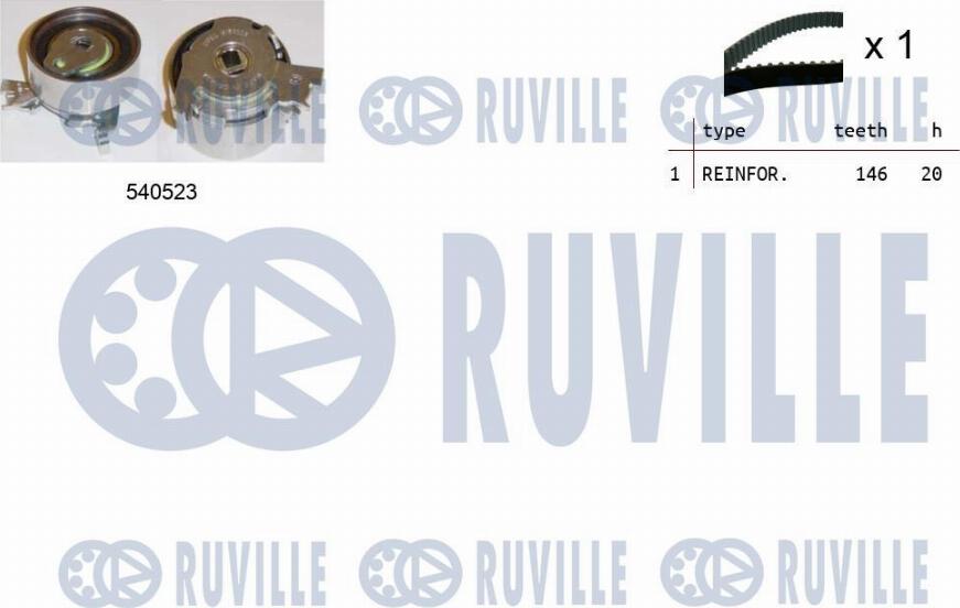 Ruville 550088 - Комплект ангренажен ремък vvparts.bg