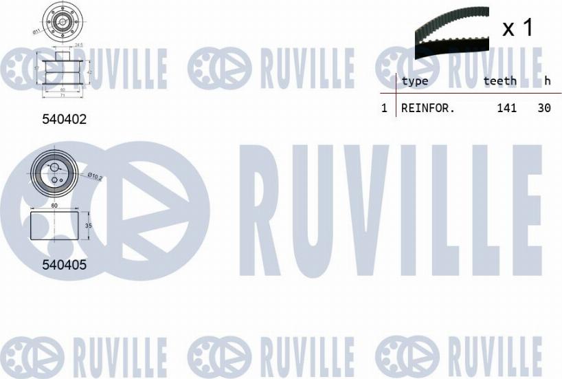 Ruville 550087 - Комплект ангренажен ремък vvparts.bg