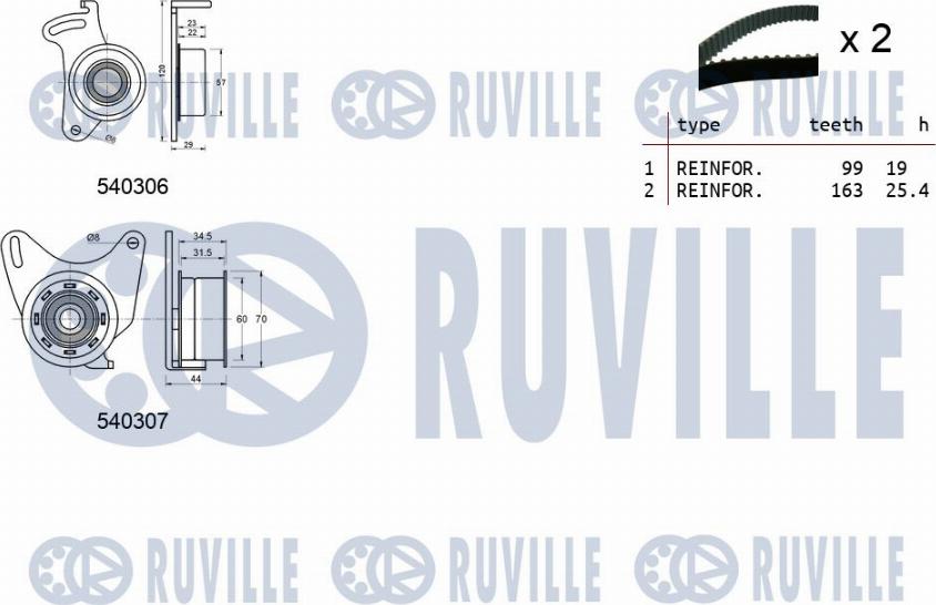 Ruville 550039 - Комплект ангренажен ремък vvparts.bg