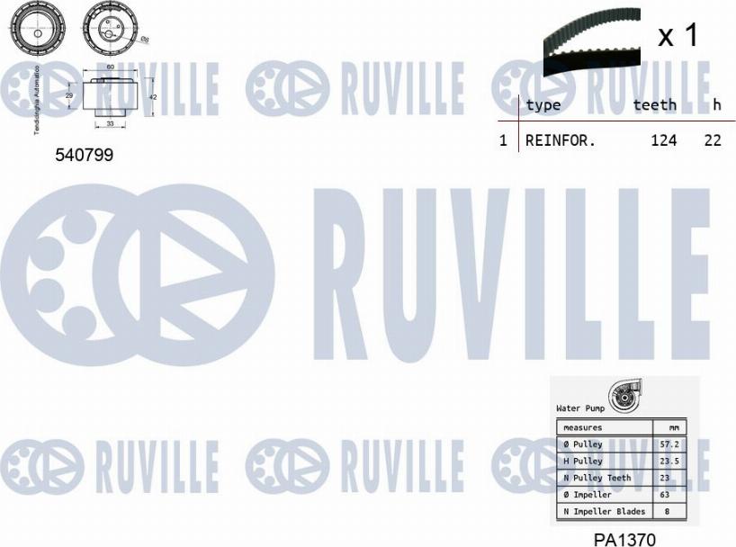 Ruville 5500341 - Водна помпа+ к-кт ангренажен ремък vvparts.bg