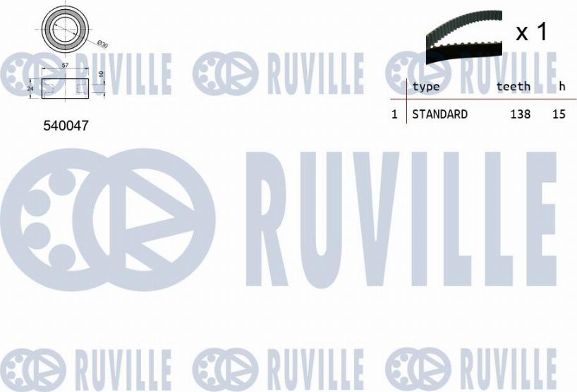 Ruville 550033 - Комплект ангренажен ремък vvparts.bg
