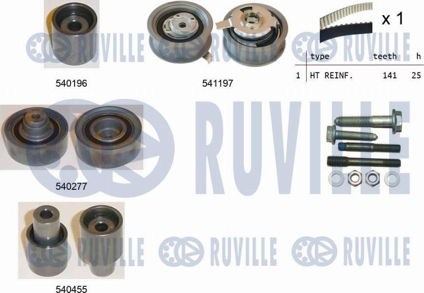 Ruville 550059 - Комплект ангренажен ремък vvparts.bg