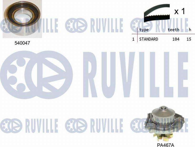 Ruville 5500261 - Водна помпа+ к-кт ангренажен ремък vvparts.bg