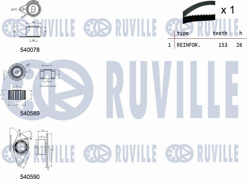 Ruville 550021 - Комплект ангренажен ремък vvparts.bg