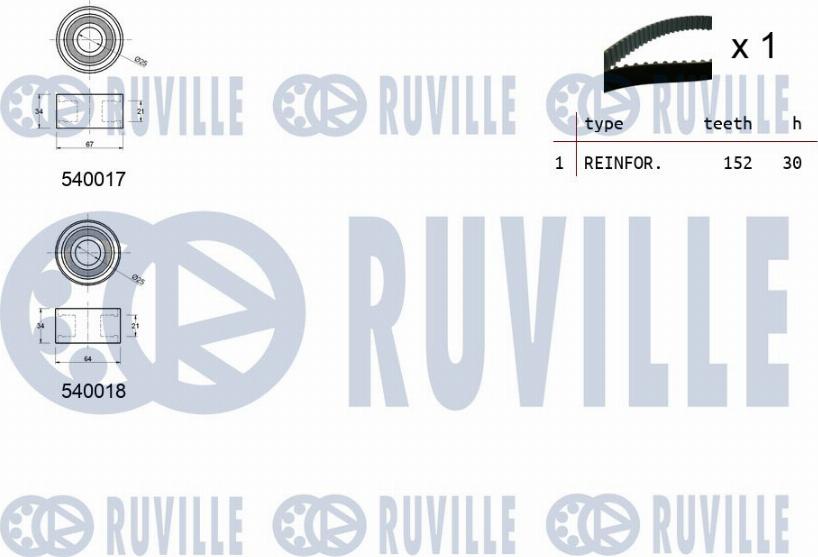 Ruville 550023 - Комплект ангренажен ремък vvparts.bg
