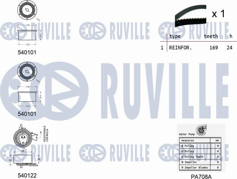 Ruville 5500221 - Водна помпа+ к-кт ангренажен ремък vvparts.bg