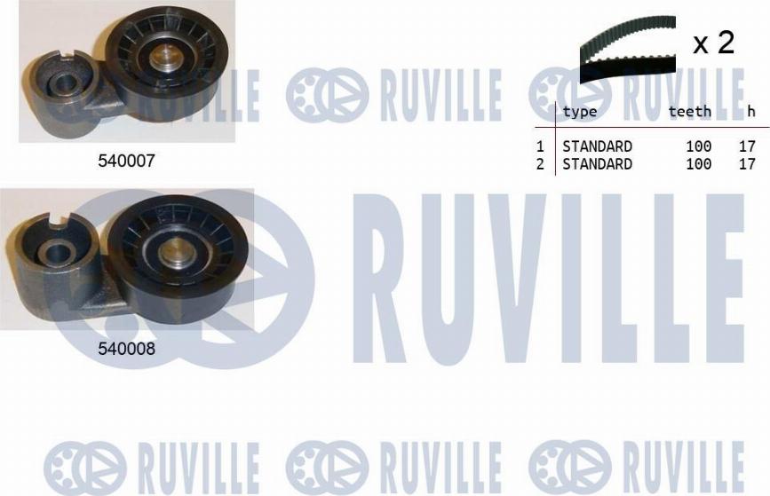 Ruville 550027 - Комплект ангренажен ремък vvparts.bg