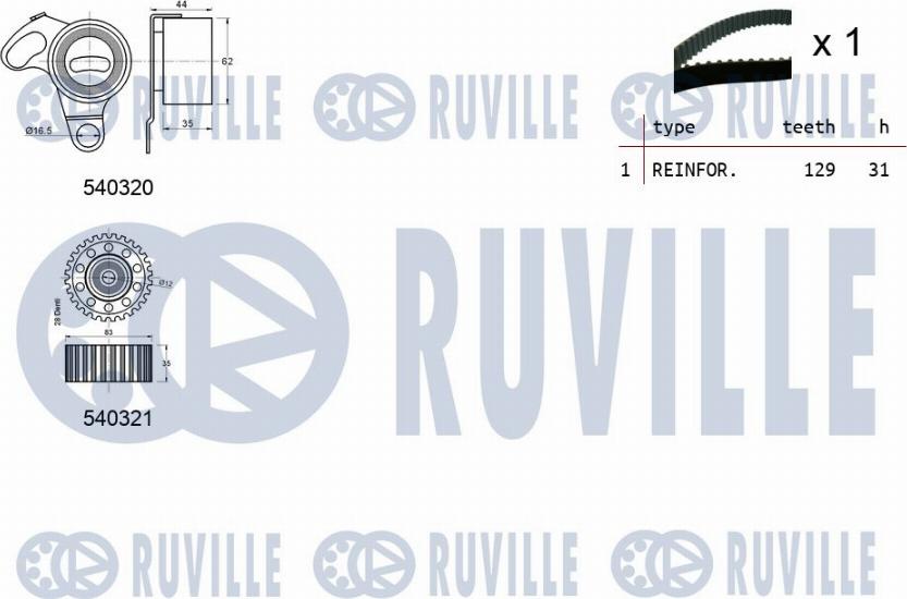 Ruville 550072 - Комплект ангренажен ремък vvparts.bg