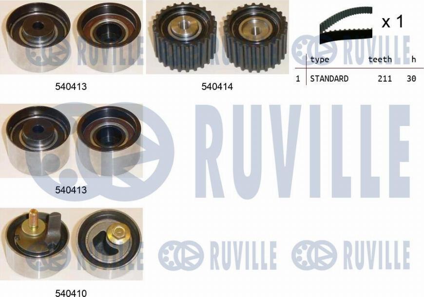 Ruville 550195 - Комплект ангренажен ремък vvparts.bg