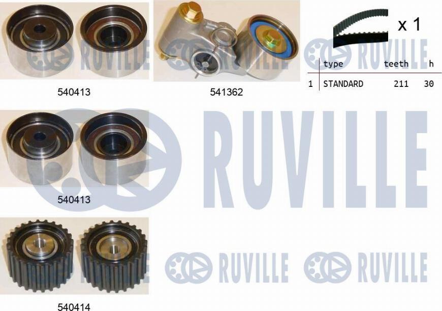 Ruville 550196 - Комплект ангренажен ремък vvparts.bg