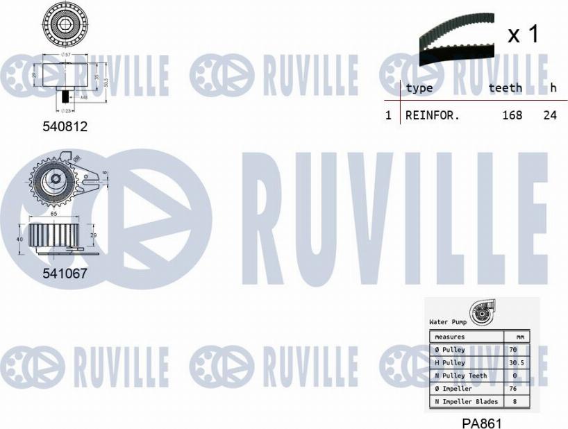 Ruville 5501441 - Водна помпа+ к-кт ангренажен ремък vvparts.bg