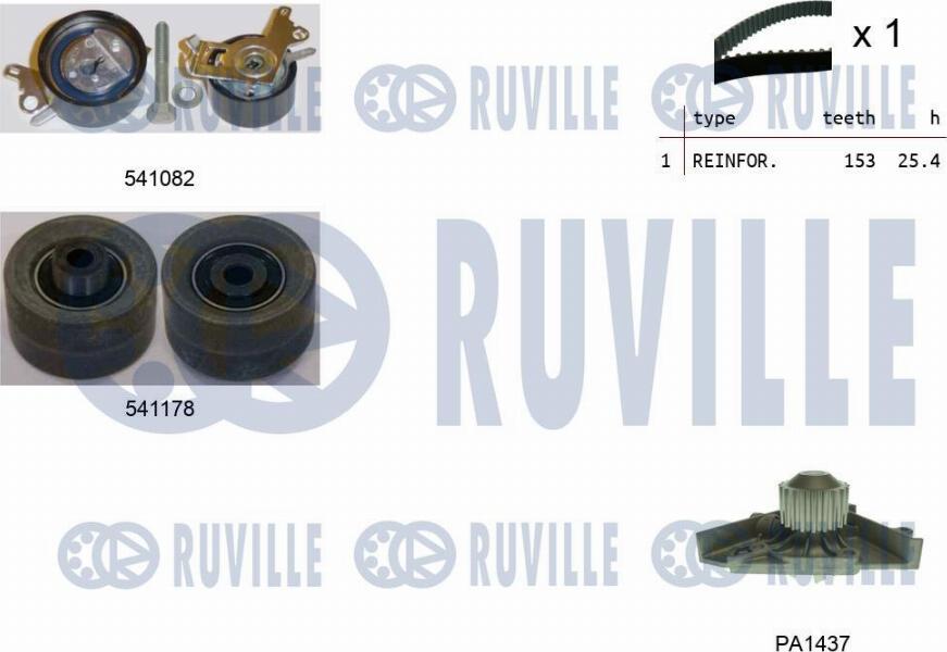 Ruville 5501451 - Водна помпа+ к-кт ангренажен ремък vvparts.bg