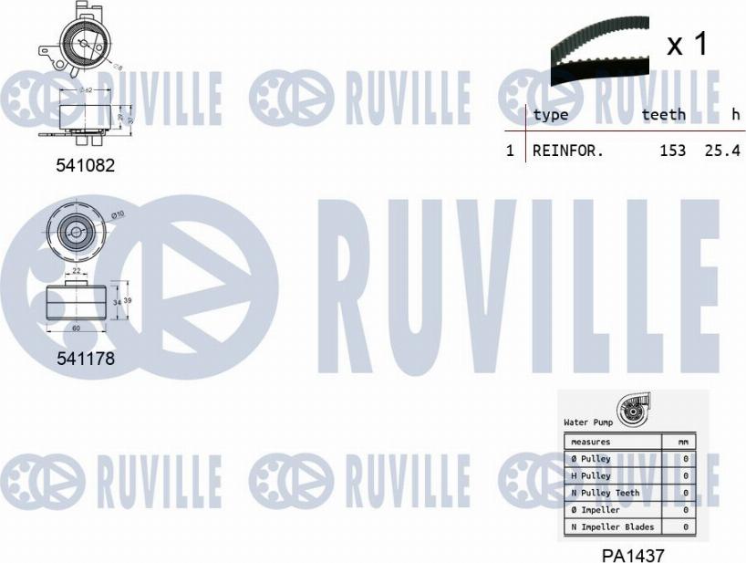 Ruville 5501451 - Водна помпа+ к-кт ангренажен ремък vvparts.bg