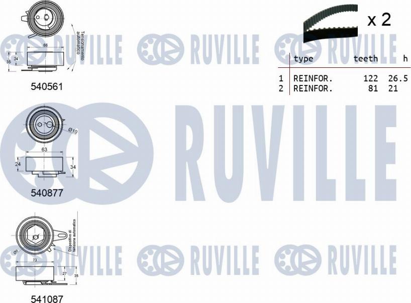 Ruville 550143 - Комплект ангренажен ремък vvparts.bg