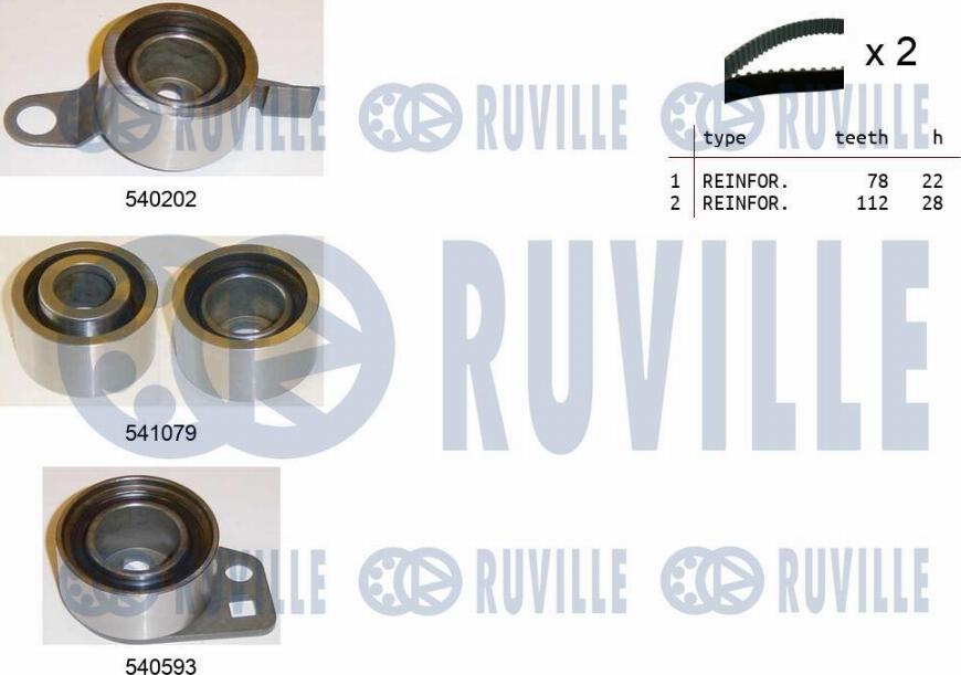 Ruville 550159 - Комплект ангренажен ремък vvparts.bg