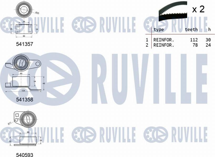 Ruville 550151 - Комплект ангренажен ремък vvparts.bg