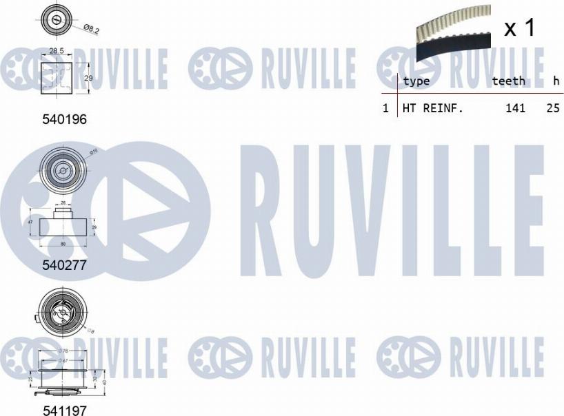 Ruville 550153 - Комплект ангренажен ремък vvparts.bg