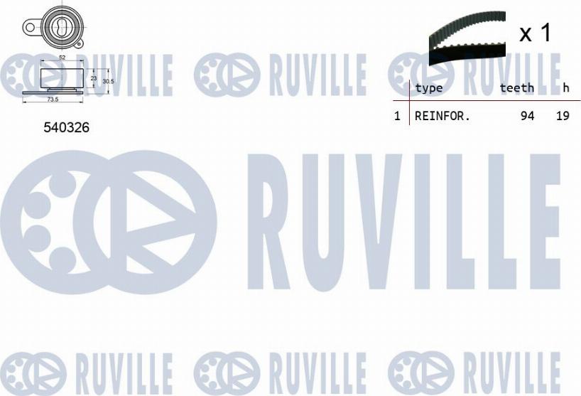 Ruville 550162 - Комплект ангренажен ремък vvparts.bg