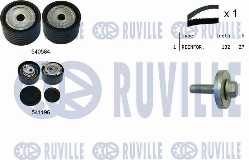 Ruville 550109 - Комплект ангренажен ремък vvparts.bg