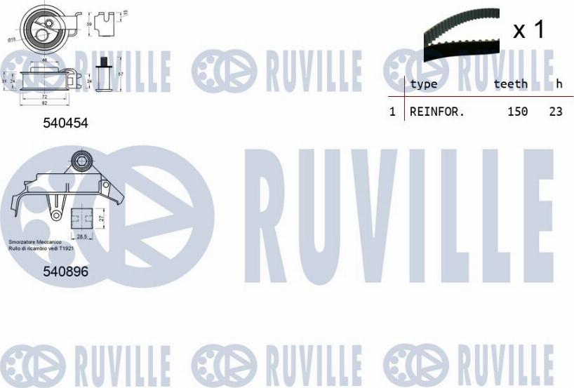 Ruville 550104 - Комплект ангренажен ремък vvparts.bg