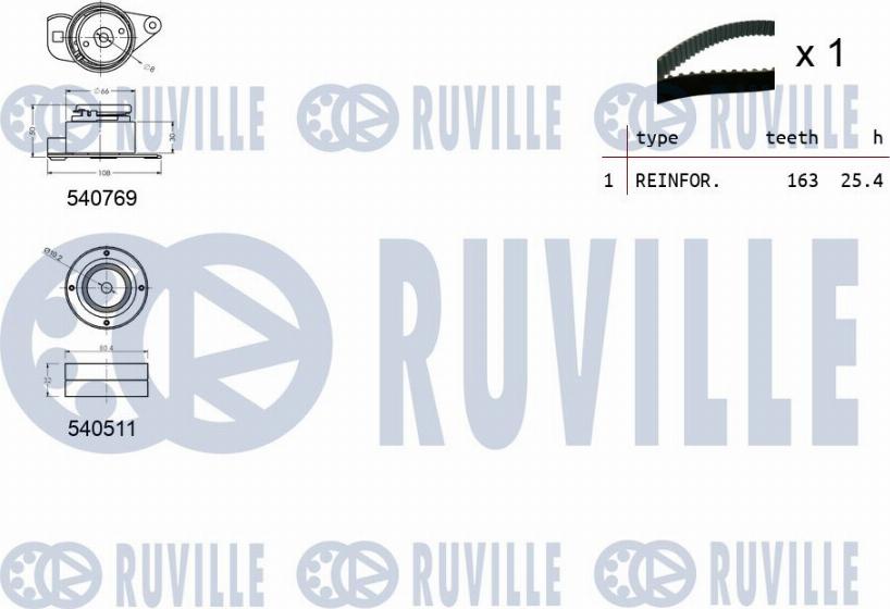 Ruville 550100 - Комплект ангренажен ремък vvparts.bg