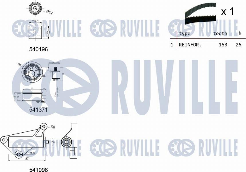 Ruville 550108 - Комплект ангренажен ремък vvparts.bg