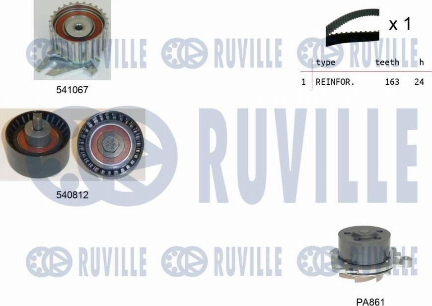 Ruville 5501021 - Водна помпа+ к-кт ангренажен ремък vvparts.bg