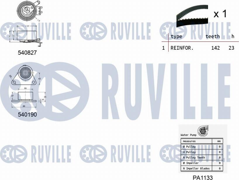 Ruville 5501101 - Водна помпа+ к-кт ангренажен ремък vvparts.bg