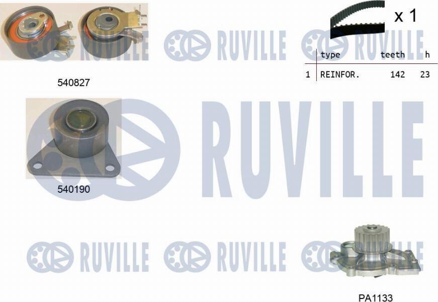 Ruville 5501101 - Водна помпа+ к-кт ангренажен ремък vvparts.bg