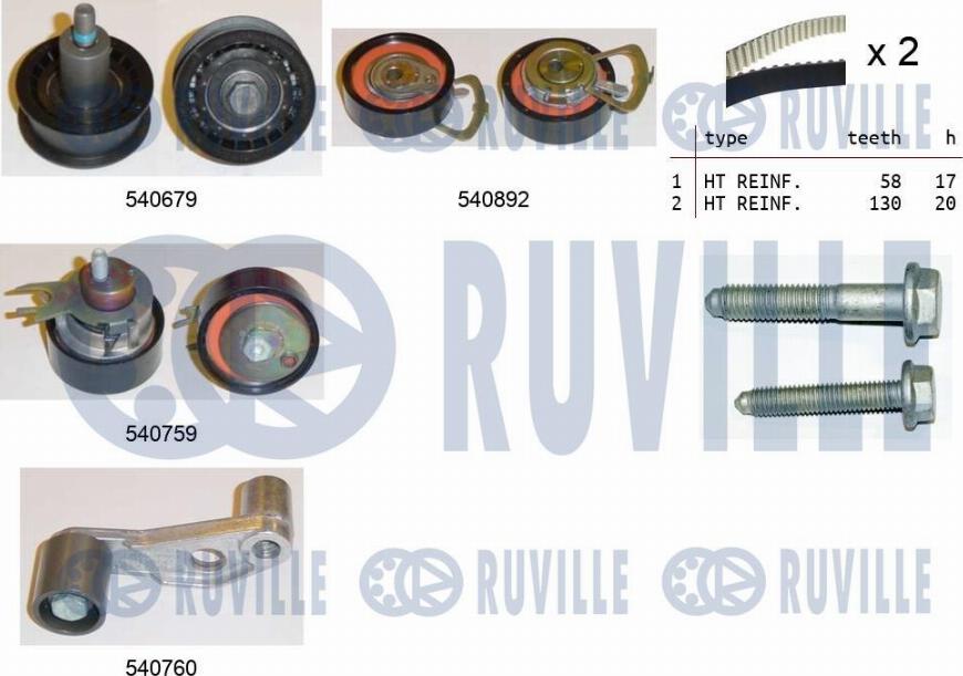 Ruville 550136 - Комплект ангренажен ремък vvparts.bg