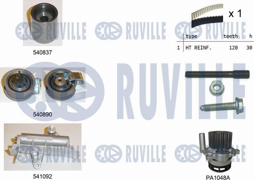 Ruville 5501381 - Водна помпа+ к-кт ангренажен ремък vvparts.bg